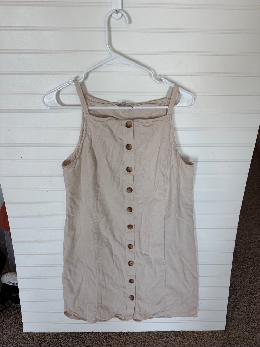 LOFT Beige Button-Front Camisole Dress